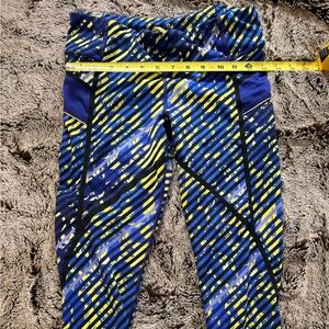 Athleta Blue and Yellow Striped Leggings